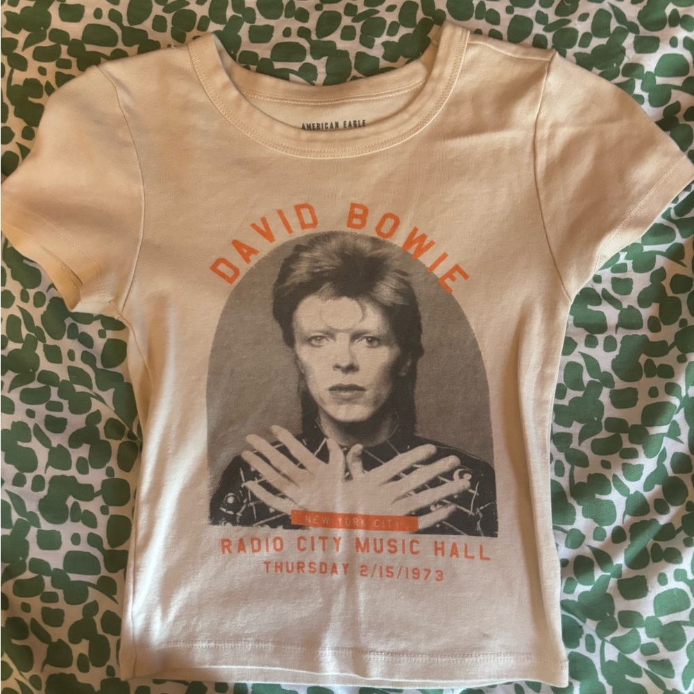 American Eagle Outfitters David Bowie Graphic Tee - Cream and Orange